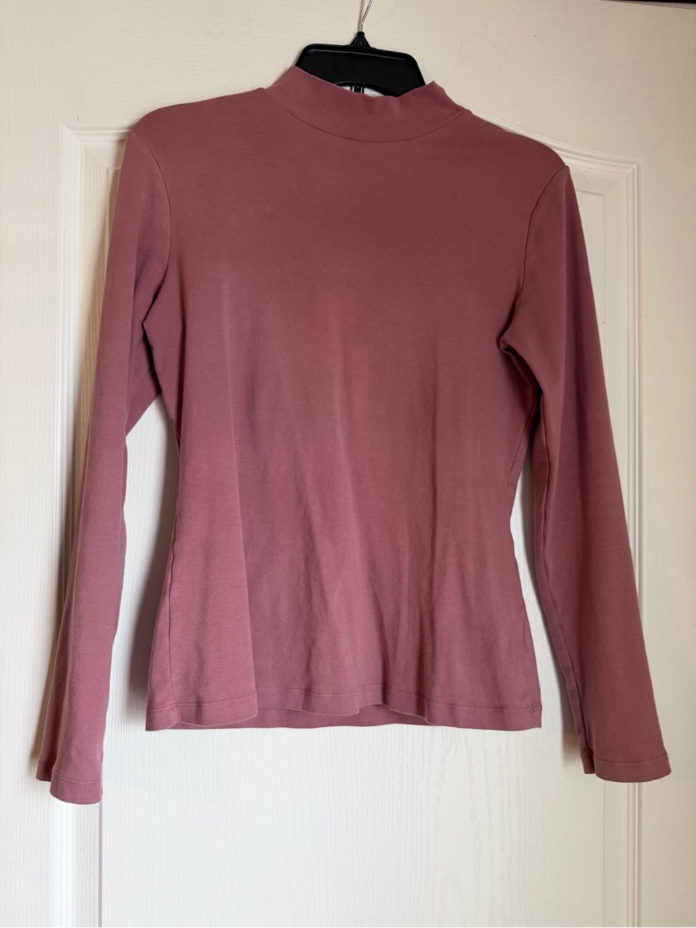 Mango Long Sleeve Mock Neck Top in Dusty Rose Size Large